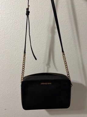 Michael Kors Black Crossbody Bag with Gold Chain Strap